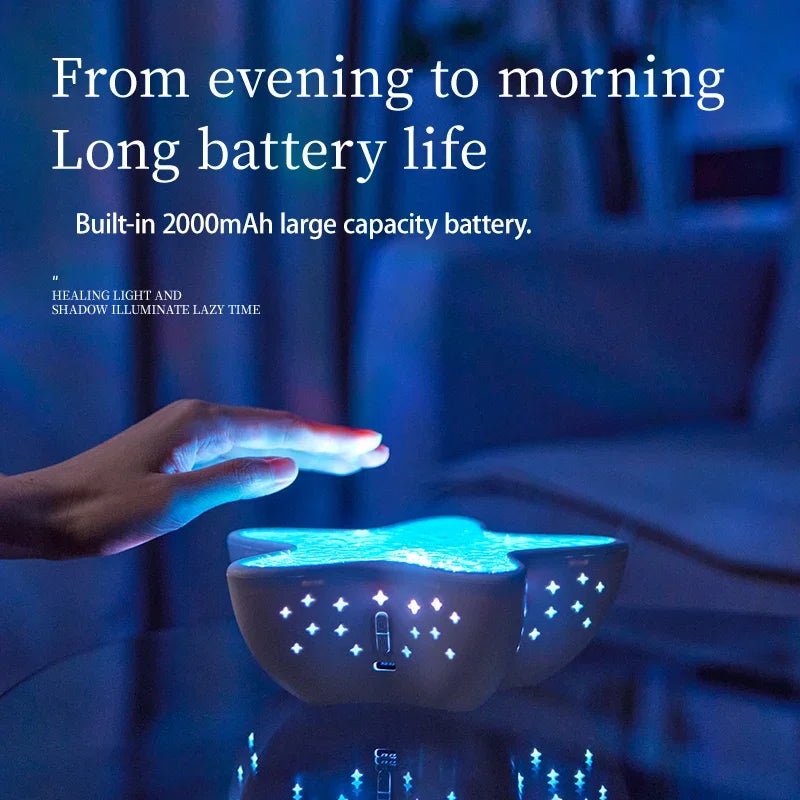 Bedroom Bedside Table Lamp Starfish Led Projector Night Light Rechargeable RGB Ocean Wave Romantic Mood Light Party Room Decor - Veloxa