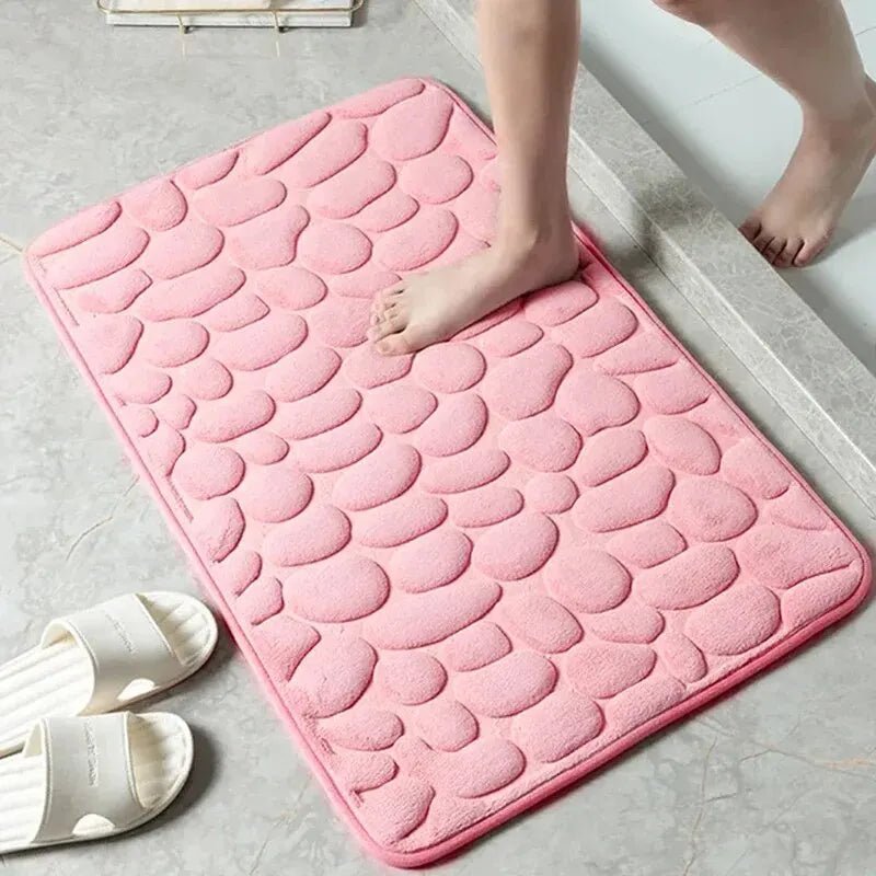 Embossed Pebble Floor Mat Non - Slip Fiber Rug for Bathroom or Living Room - Veloxa