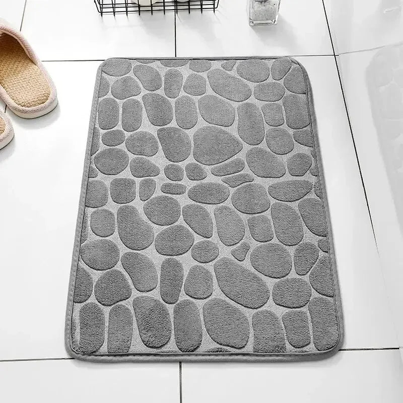 Embossed Pebble Floor Mat Non - Slip Fiber Rug for Bathroom or Living Room - Veloxa