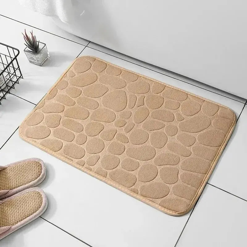 Embossed Pebble Floor Mat Non - Slip Fiber Rug for Bathroom or Living Room - Veloxa