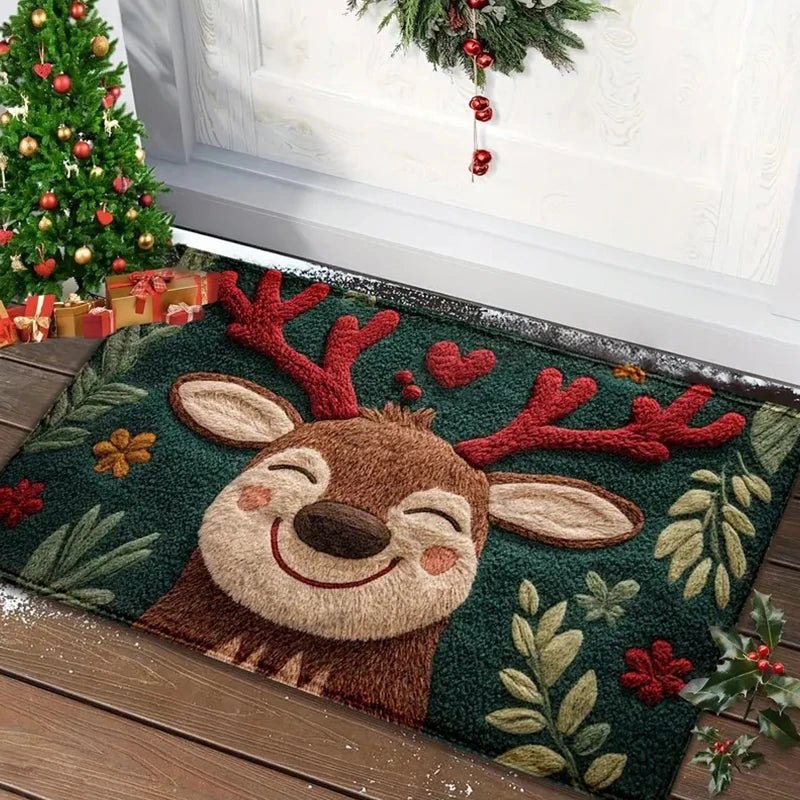 Festive Reindeer Welcome Mat — Soft, Cozy & Holiday - Themed Door Decor for Your Entryway - Veloxa