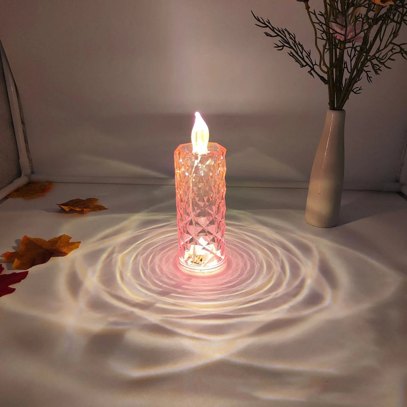 Led Candle Light Rose Pattern Projection Simulation Flameless Candle Lamp for Home Birthday Wedding Party Decoration Christmas - Veloxa