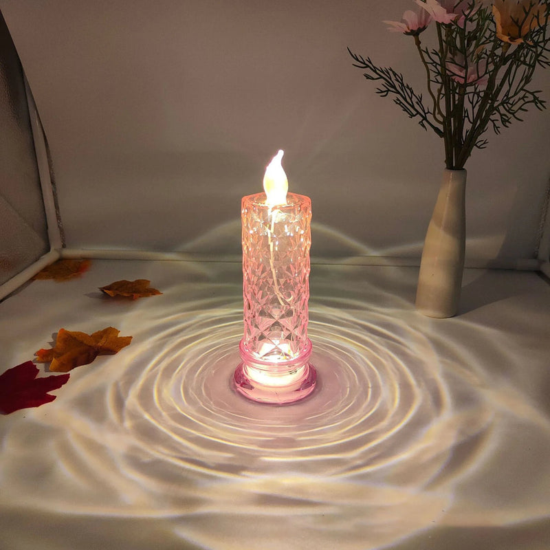 Led Candle Light Rose Pattern Projection Simulation Flameless Candle Lamp for Home Birthday Wedding Party Decoration Christmas - Veloxa