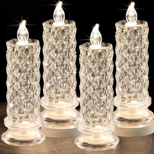 Led Candle Light Rose Pattern Projection Simulation Flameless Candle Lamp for Home Birthday Wedding Party Decoration Christmas - Veloxa