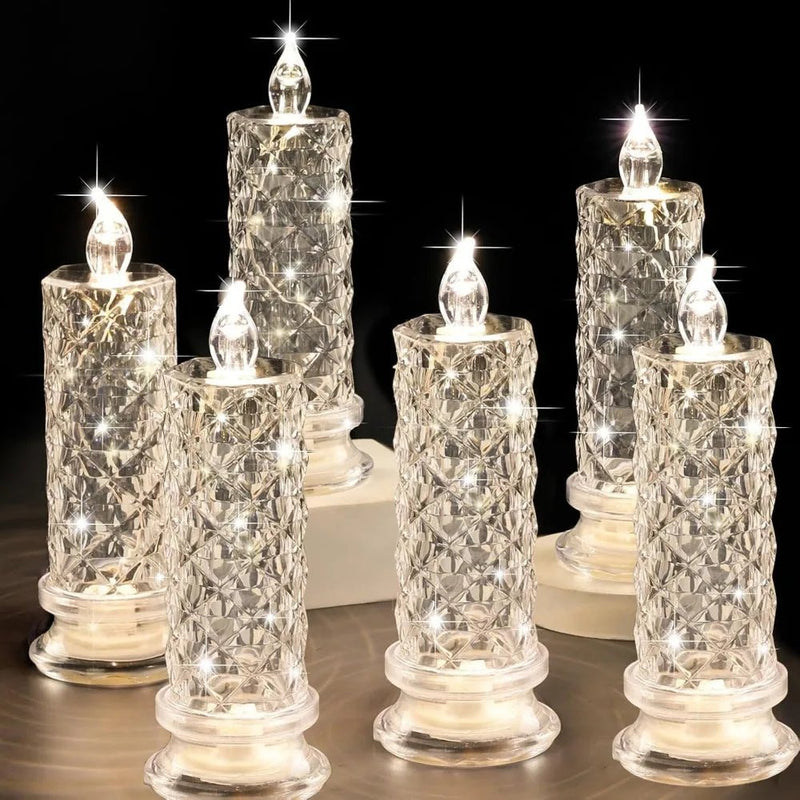 Led Candle Light Rose Pattern Projection Simulation Flameless Candle Lamp for Home Birthday Wedding Party Decoration Christmas - Veloxa