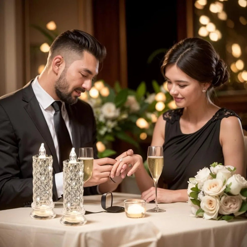 Led Candle Light Rose Pattern Projection Simulation Flameless Candle Lamp for Home Birthday Wedding Party Decoration Christmas - Veloxa