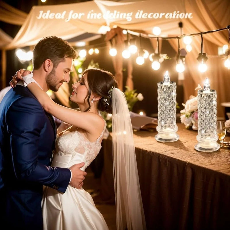 Led Candle Light Rose Pattern Projection Simulation Flameless Candle Lamp for Home Birthday Wedding Party Decoration Christmas - Veloxa