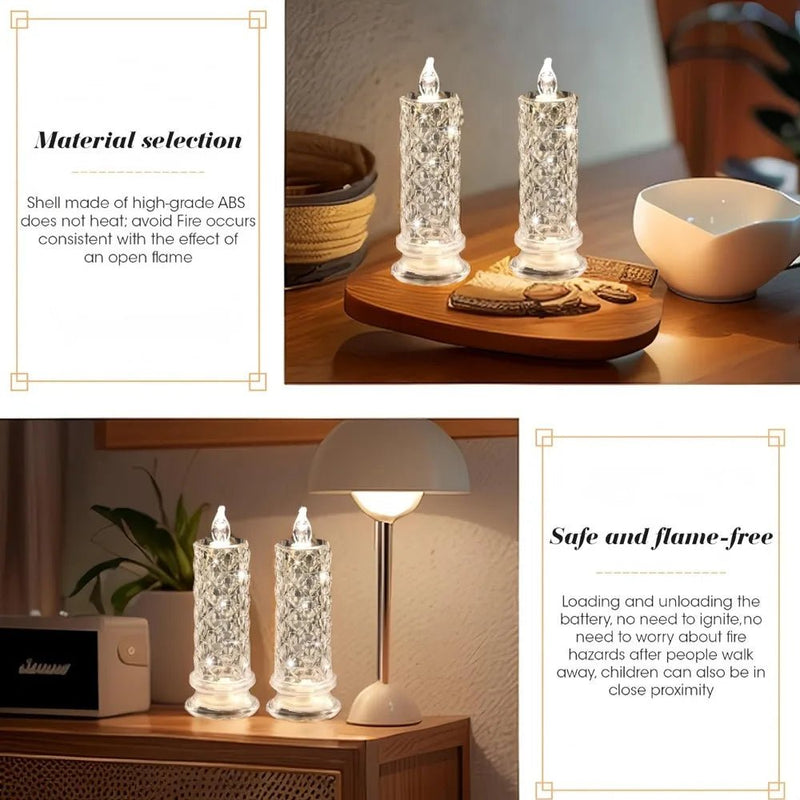 Led Candle Light Rose Pattern Projection Simulation Flameless Candle Lamp for Home Birthday Wedding Party Decoration Christmas - Veloxa