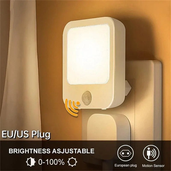 Night Light Motion Sensor With LED Light EU Plug Lamps Children'S Night Light Wireless Night Lamp For Bedside Table Bedroom Nigh - Veloxa