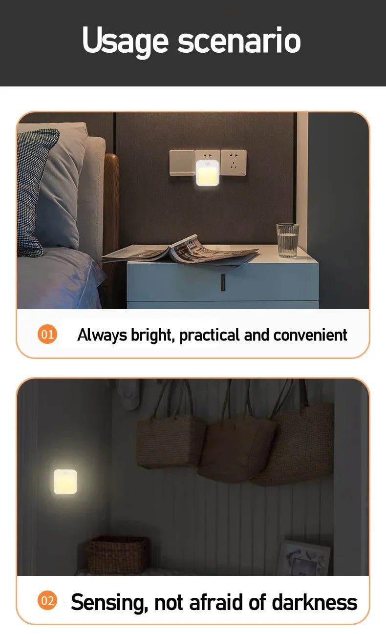 Night Light Motion Sensor With LED Light EU Plug Lamps Children'S Night Light Wireless Night Lamp For Bedside Table Bedroom Nigh - Veloxa