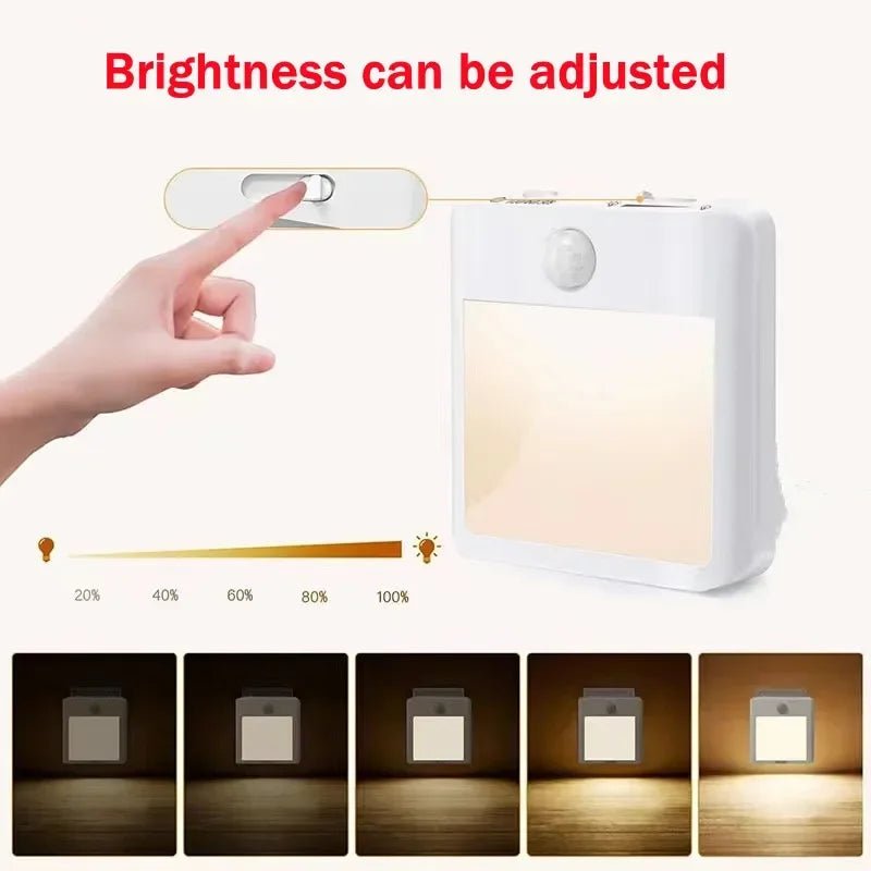 Night Light Motion Sensor With LED Light EU Plug Lamps Children'S Night Light Wireless Night Lamp For Bedside Table Bedroom Nigh - Veloxa