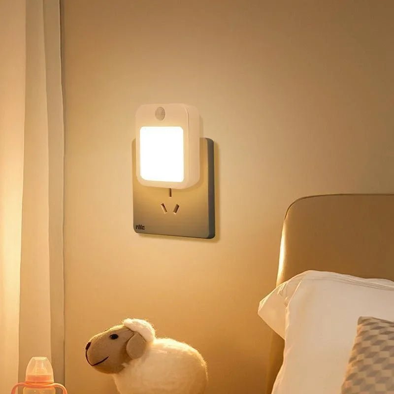 Night Light Motion Sensor With LED Light EU Plug Lamps Children'S Night Light Wireless Night Lamp For Bedside Table Bedroom Nigh - Veloxa