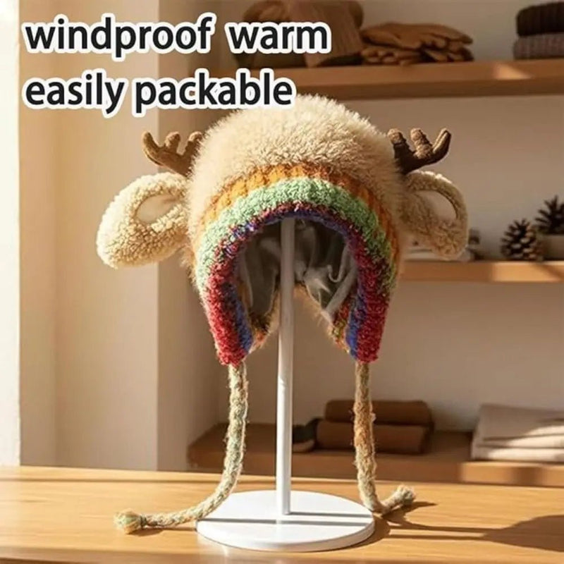 ReindeerCozy™ Windproof Antler Hat 🦌❄️ - Veloxa