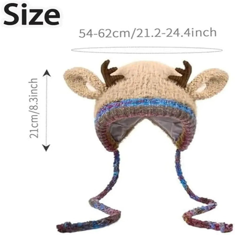 ReindeerCozy™ Windproof Antler Hat 🦌❄️ - Veloxa