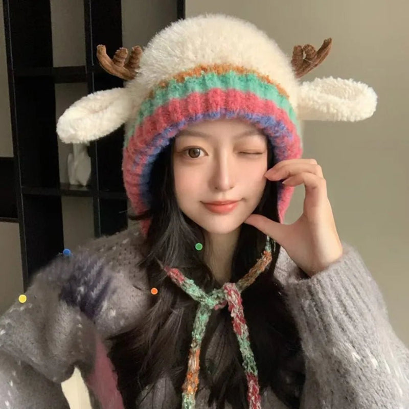 ReindeerCozy™ Windproof Antler Hat 🦌❄️ - Veloxa