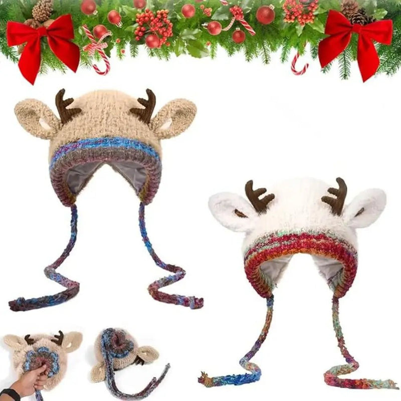 ReindeerCozy™ Windproof Antler Hat 🦌❄️ - Veloxa