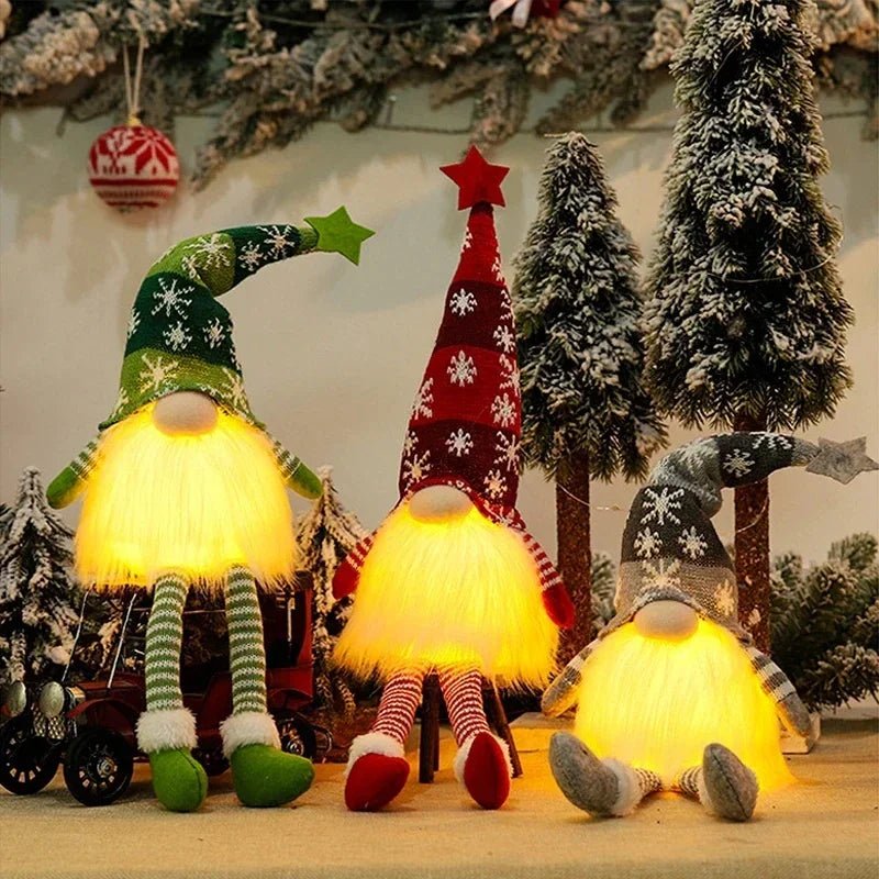 WarmGlow Christmas Gnome – Light - Up Plush for Festive Home Drcor - Veloxa